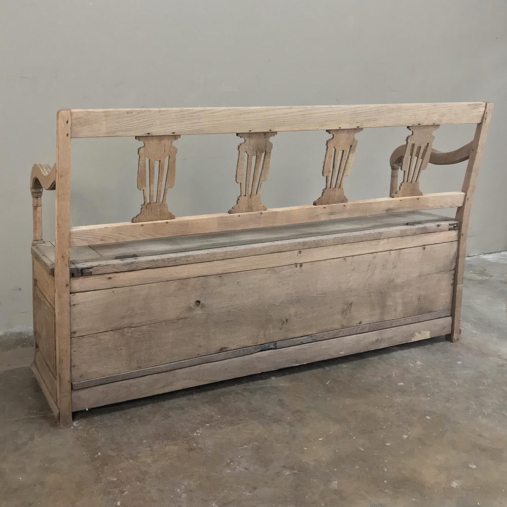 19th Century Swedish Neoclassical Hand Carved Hall Bench 8