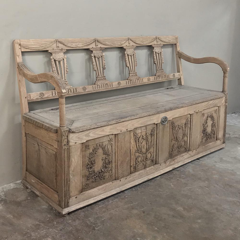 Hand-Crafted 19th Century Swedish Neoclassical Hand Carved Hall Bench