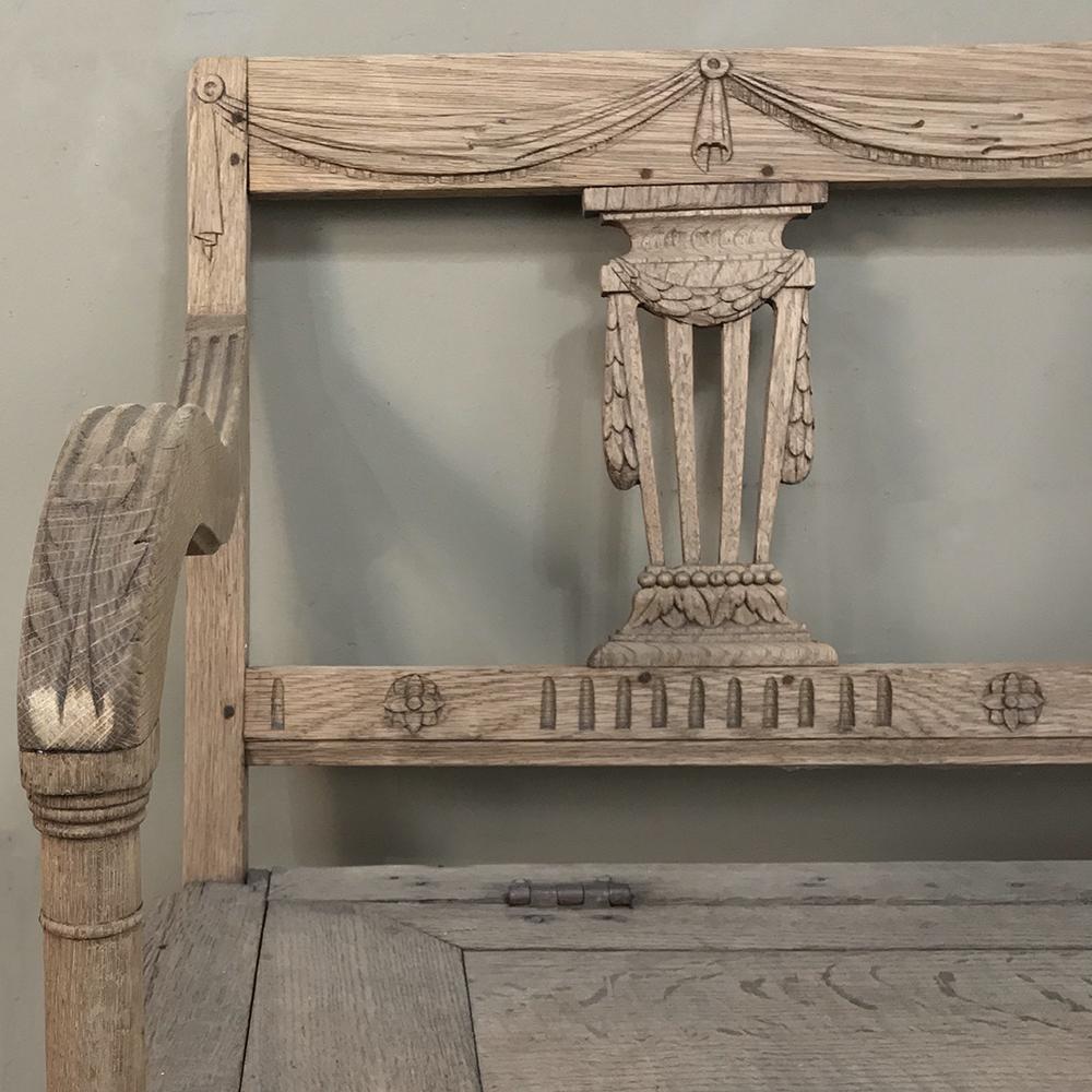 19th Century Swedish Neoclassical Hand Carved Hall Bench 4