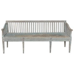 Antique 19th Century Swedish Gustavian Hall Bench