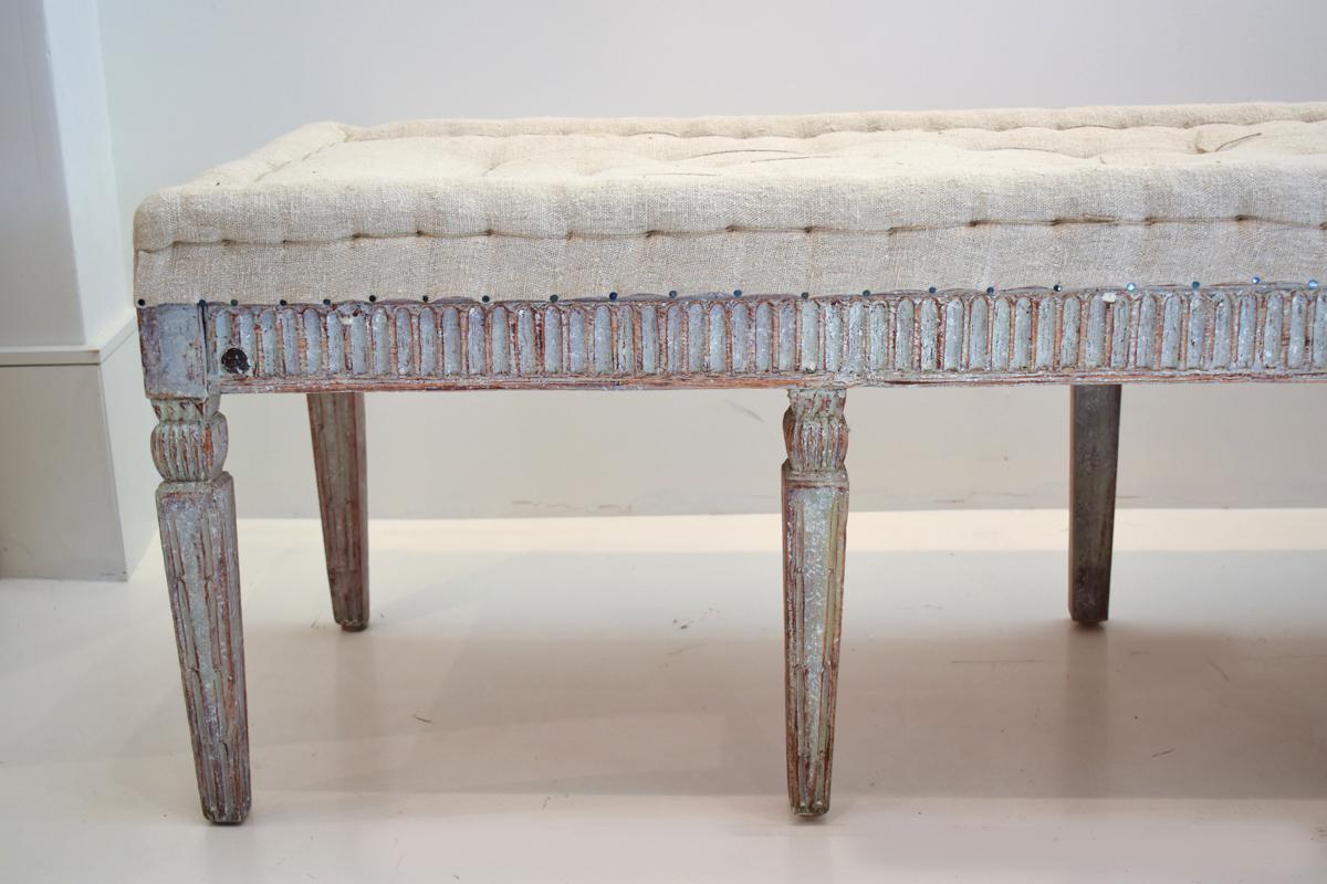 19th Century Swedish Gustavian Long Bench In Fair Condition For Sale In New Orleans, LA
