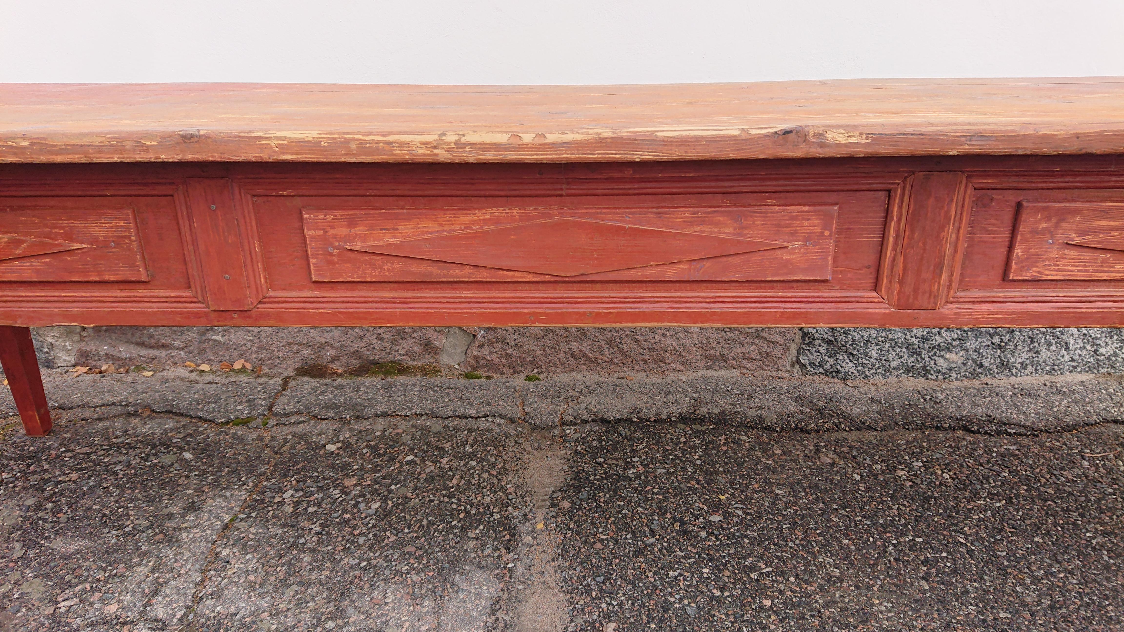 Pine 19th Century Swedish Gustavian Long Table Originalpaint For Sale