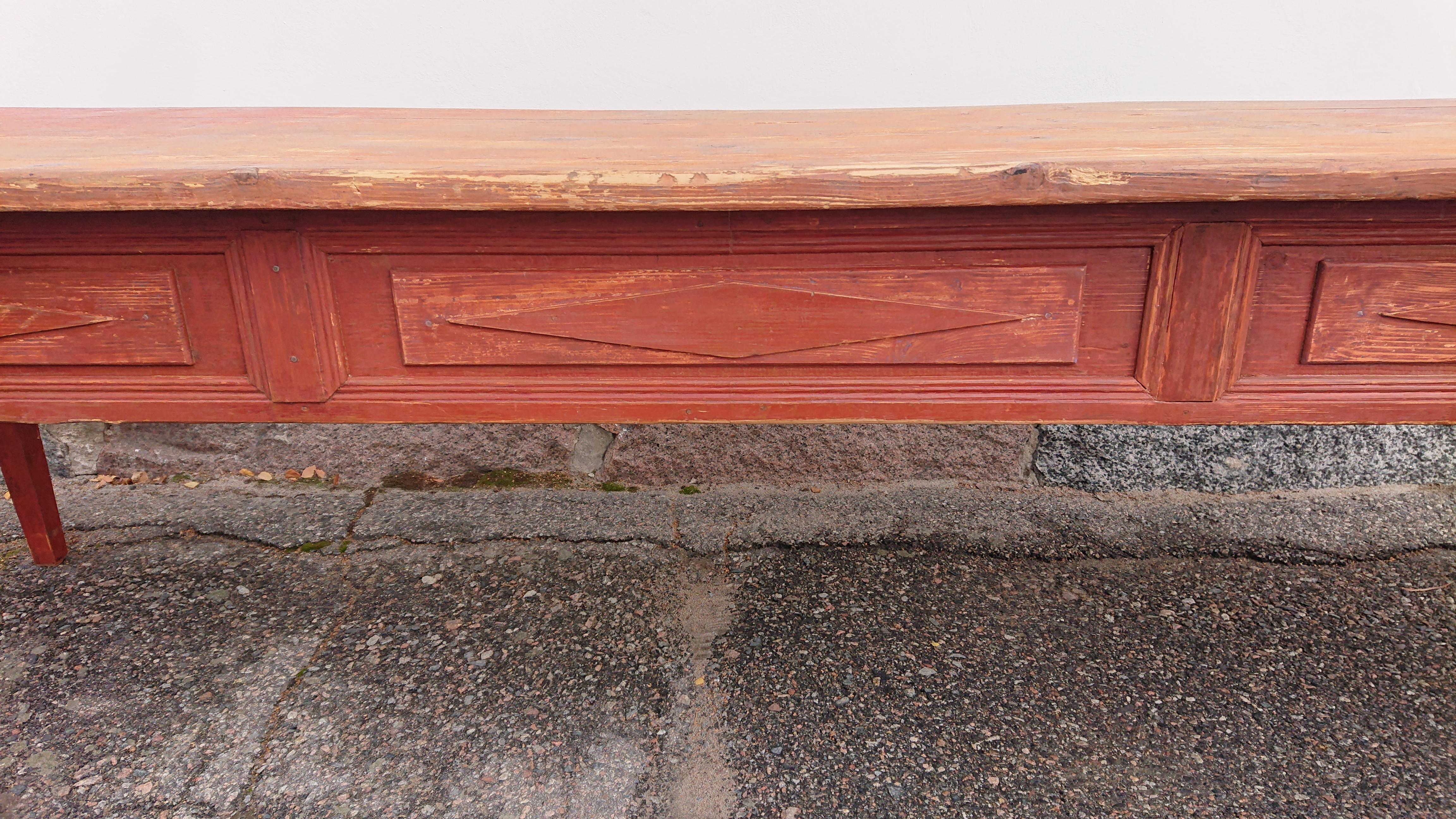 Fait main Table longue gustavienne suédoise du 19ème siècle peinture d'origine de table en vente