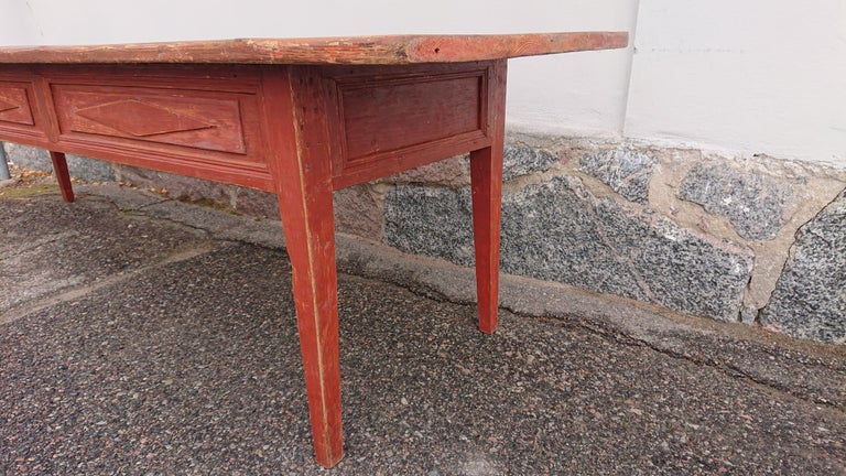 19th Century Swedish Gustavian Long Table Originalpaint For Sale at 1stDibs