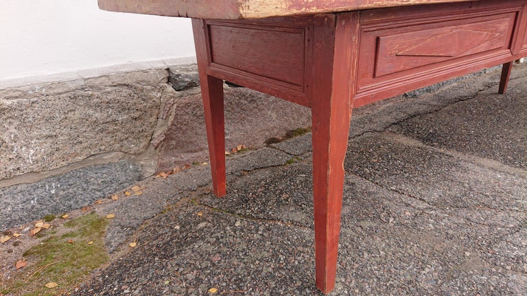 19th Century Swedish Gustavian Long Table Originalpaint For Sale at 1stDibs