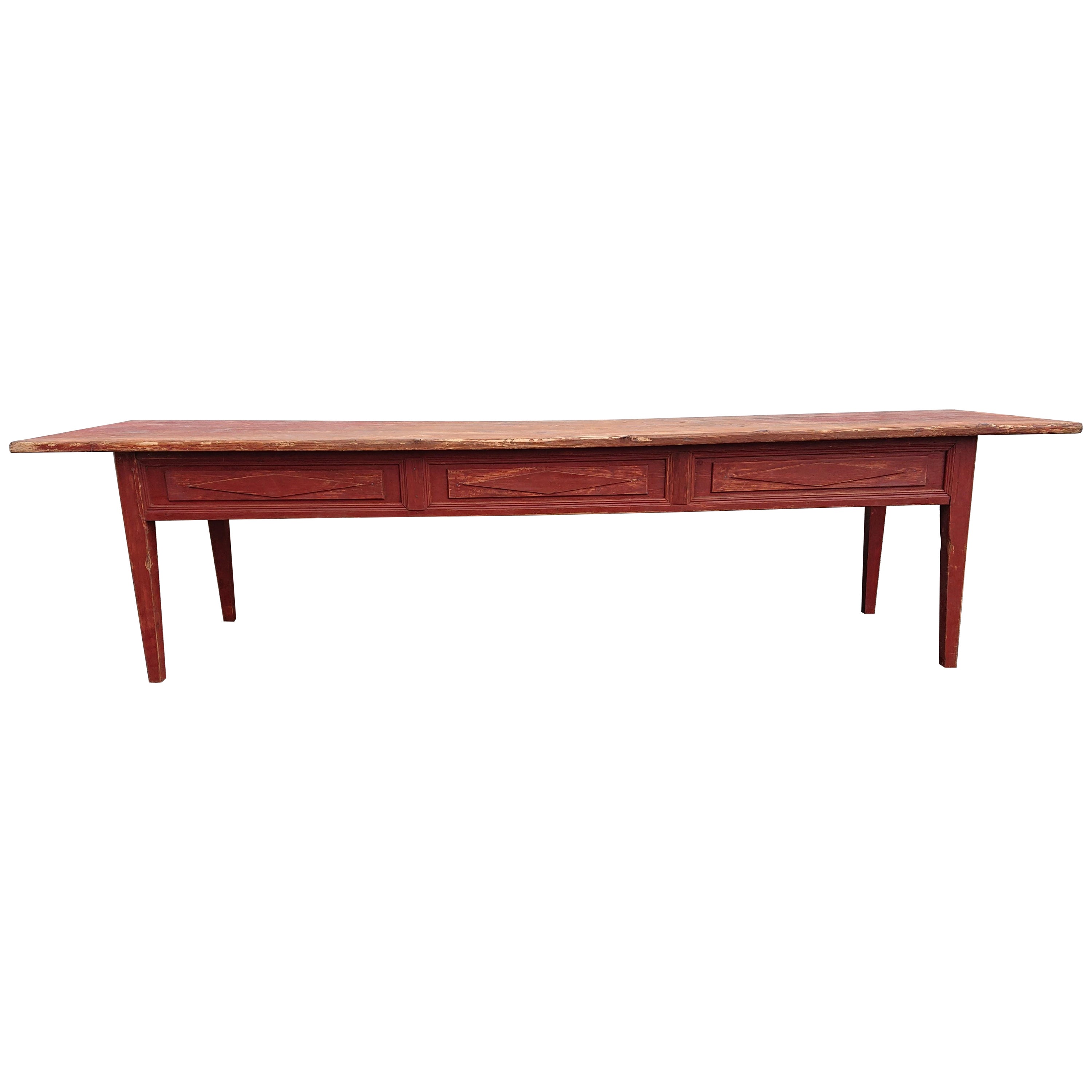 19th Century Swedish Gustavian Long Table Originalpaint