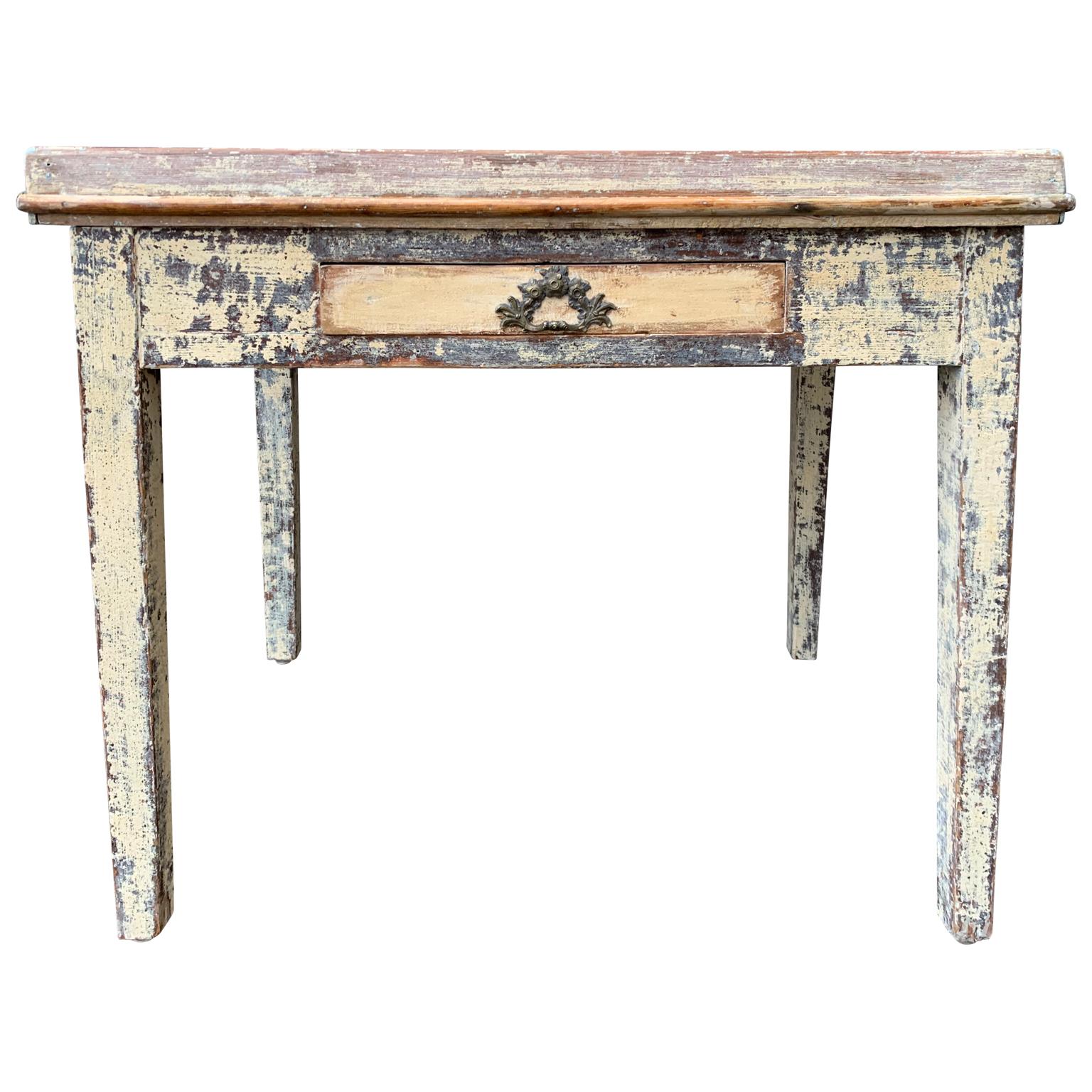 Hand-Crafted 19th Century Swedish Gustavian Painted Delft Tile Table