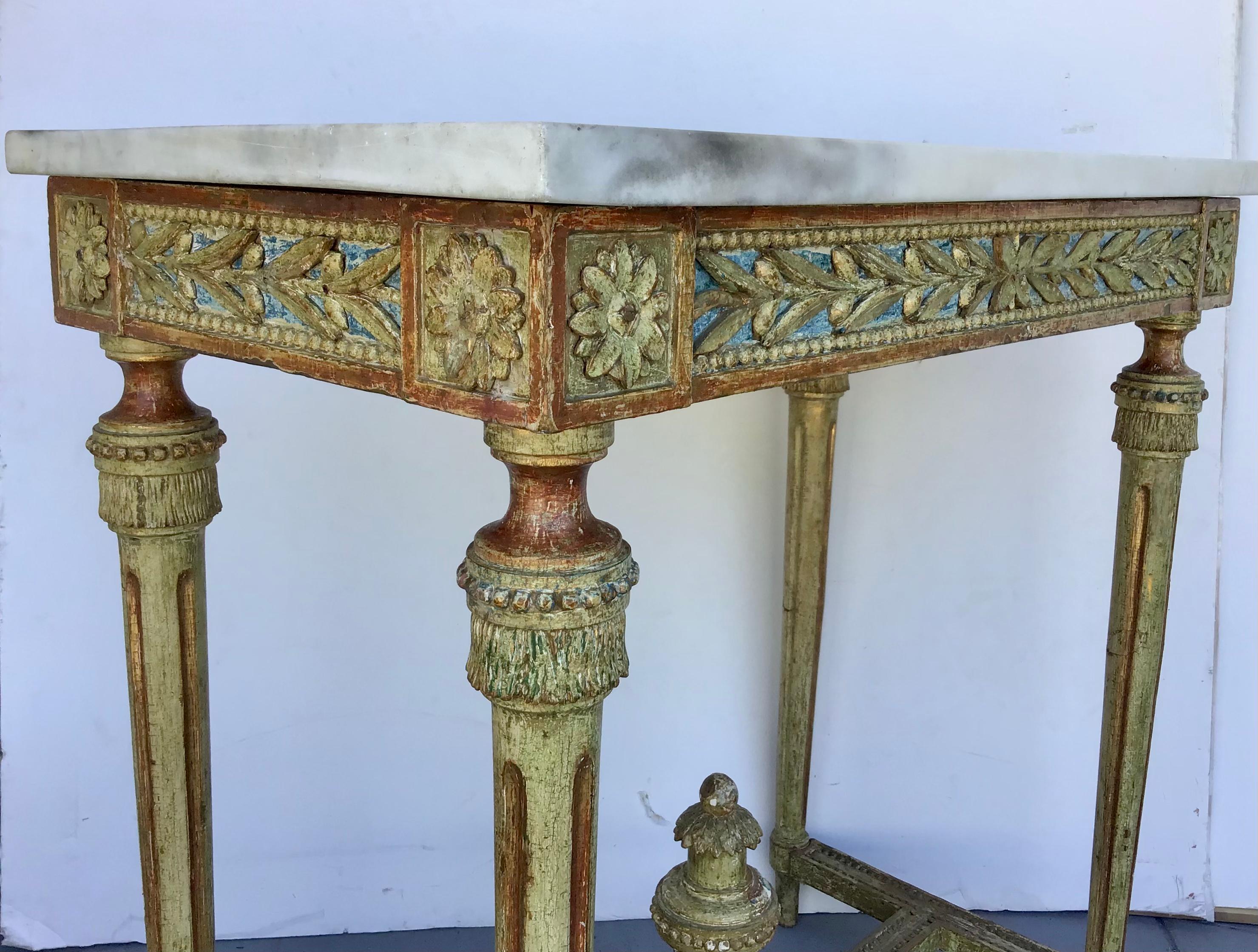 19th Century Swedish Gustavian Painted Giltwood Console Table 7