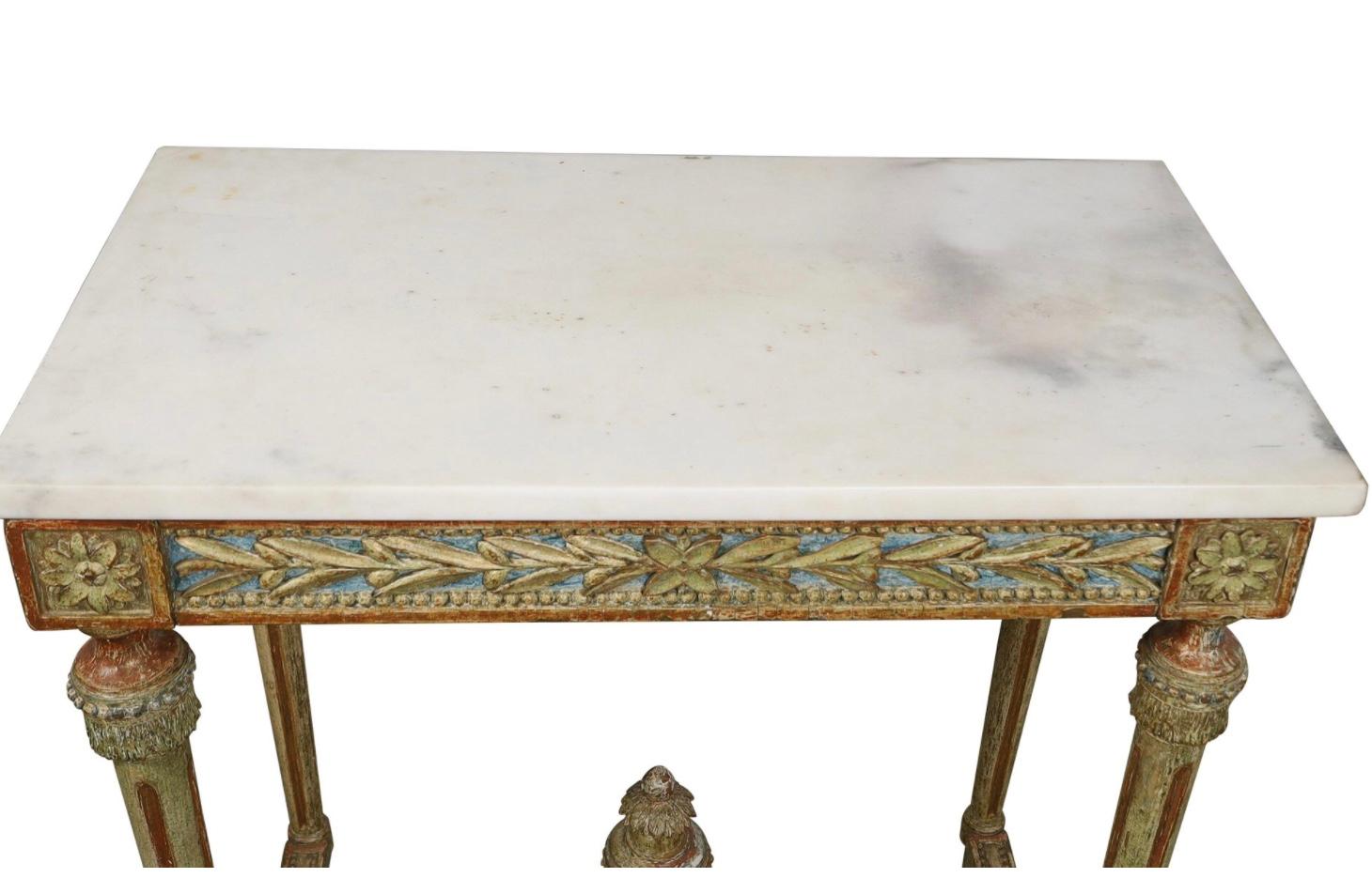19th Century Swedish Gustavian Painted Giltwood Console Table In Good Condition In Bradenton, FL