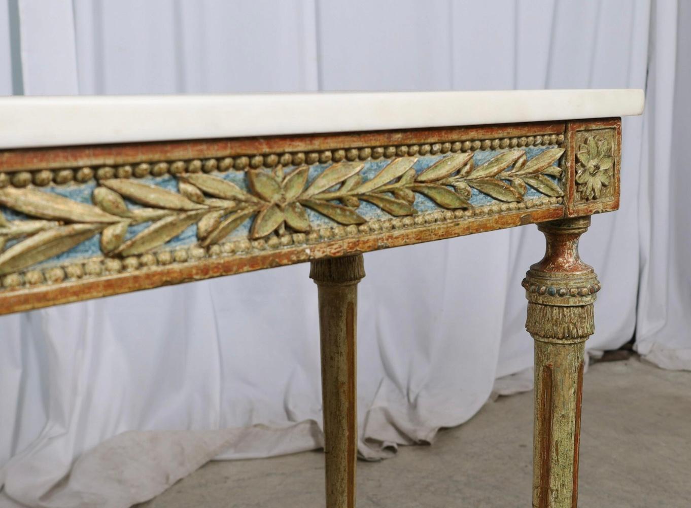 Wood 19th Century Swedish Gustavian Painted Giltwood Console Table