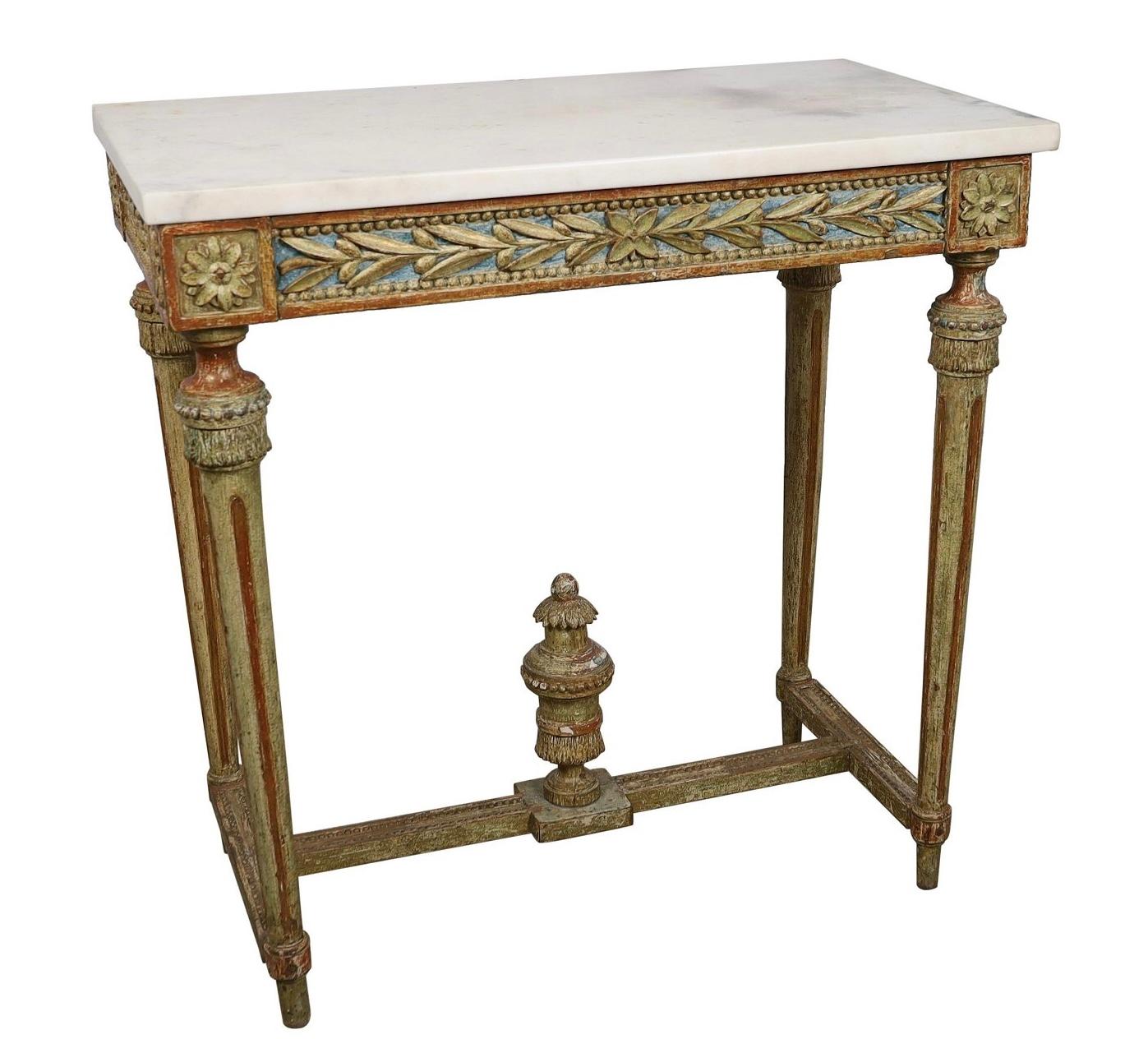 19th Century Swedish Gustavian Painted Giltwood Console Table 1