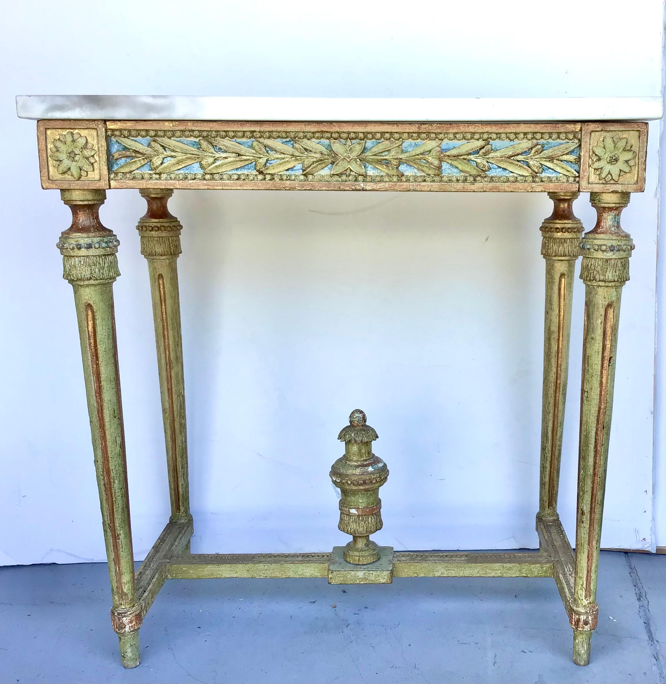 19th Century Swedish Gustavian Painted Giltwood Console Table 2
