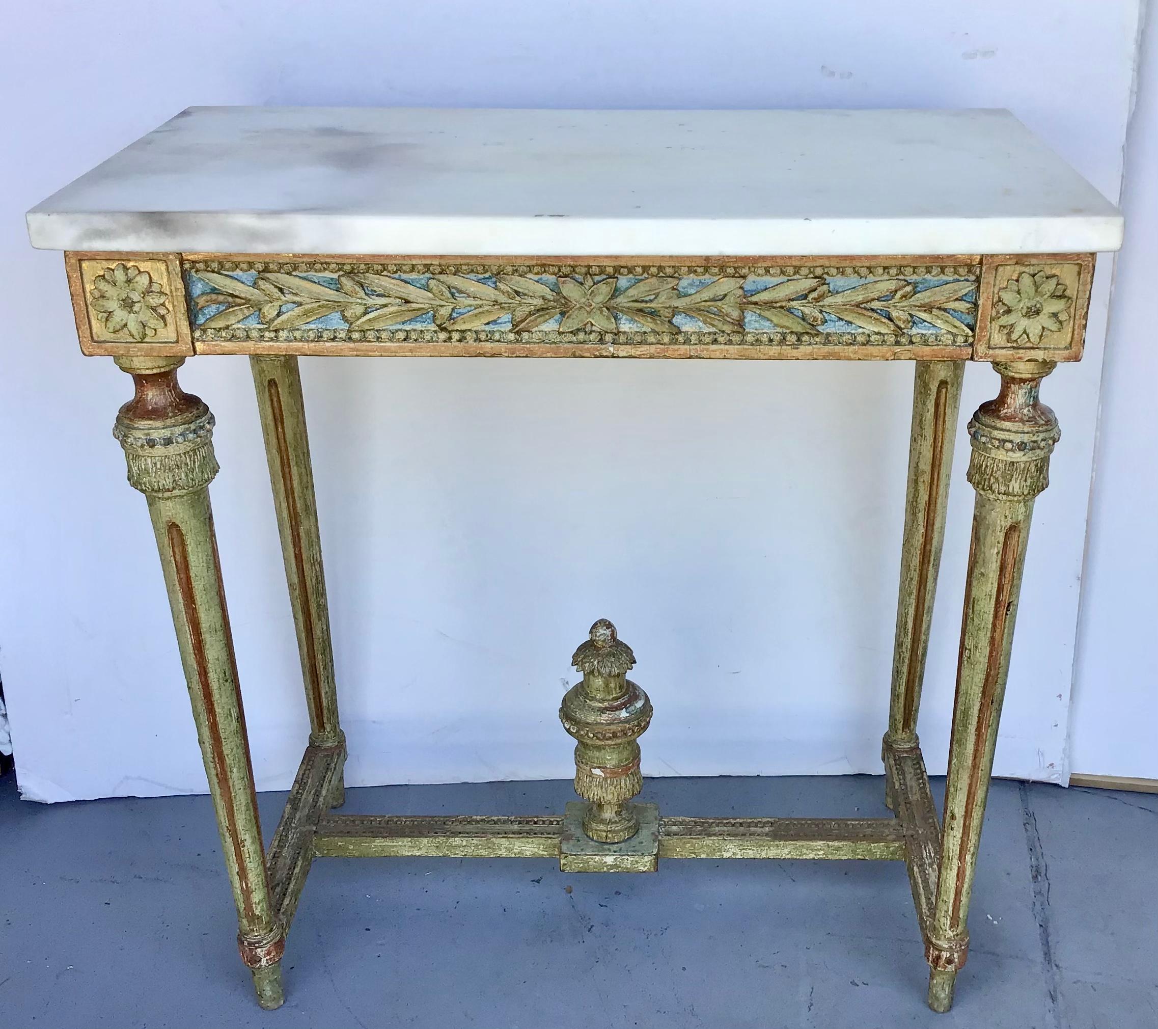 19th Century Swedish Gustavian Painted Giltwood Console Table 3
