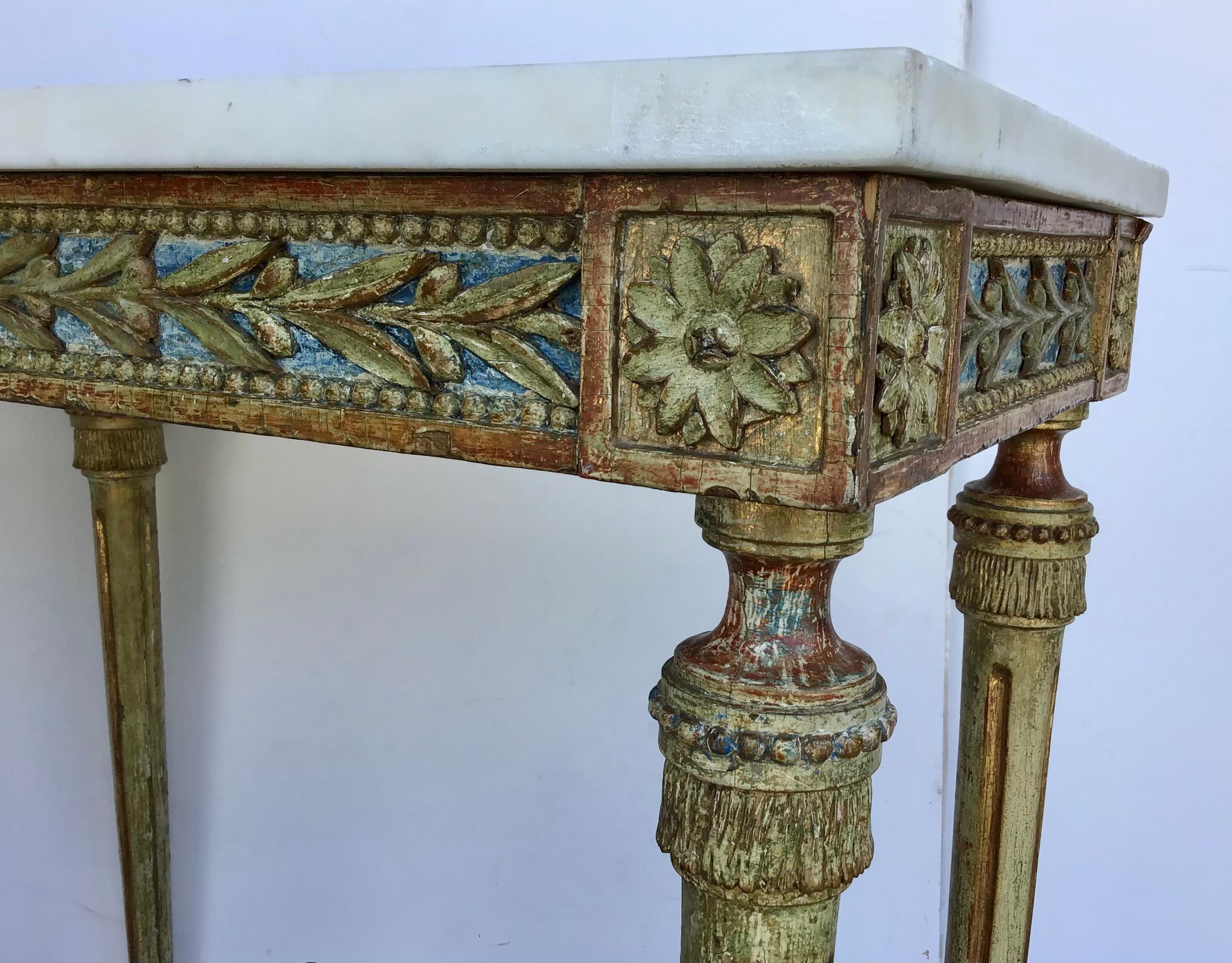 19th Century Swedish Gustavian Painted Giltwood Console Table 5