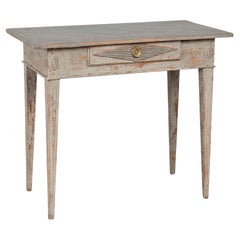 19th Century Swedish Gustavian Painted Pine Side Table with Single Drawer