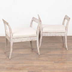 19th Century Swedish Gustavian Pair of Gray Tabouret Stools