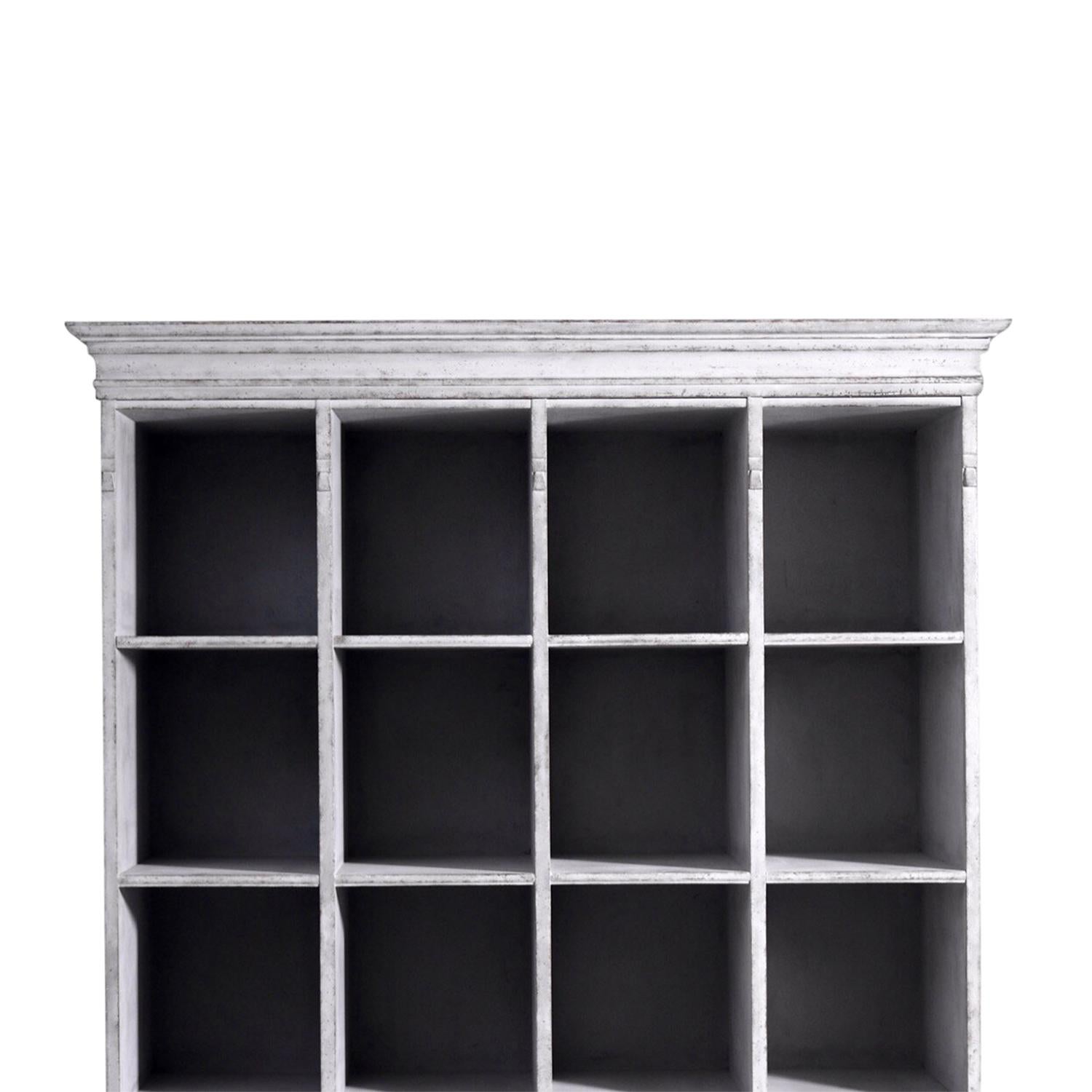 Metal 19th Century Grey Swedish Gustavian Pair of Antique Oakwood Apothecary Cabinets For Sale