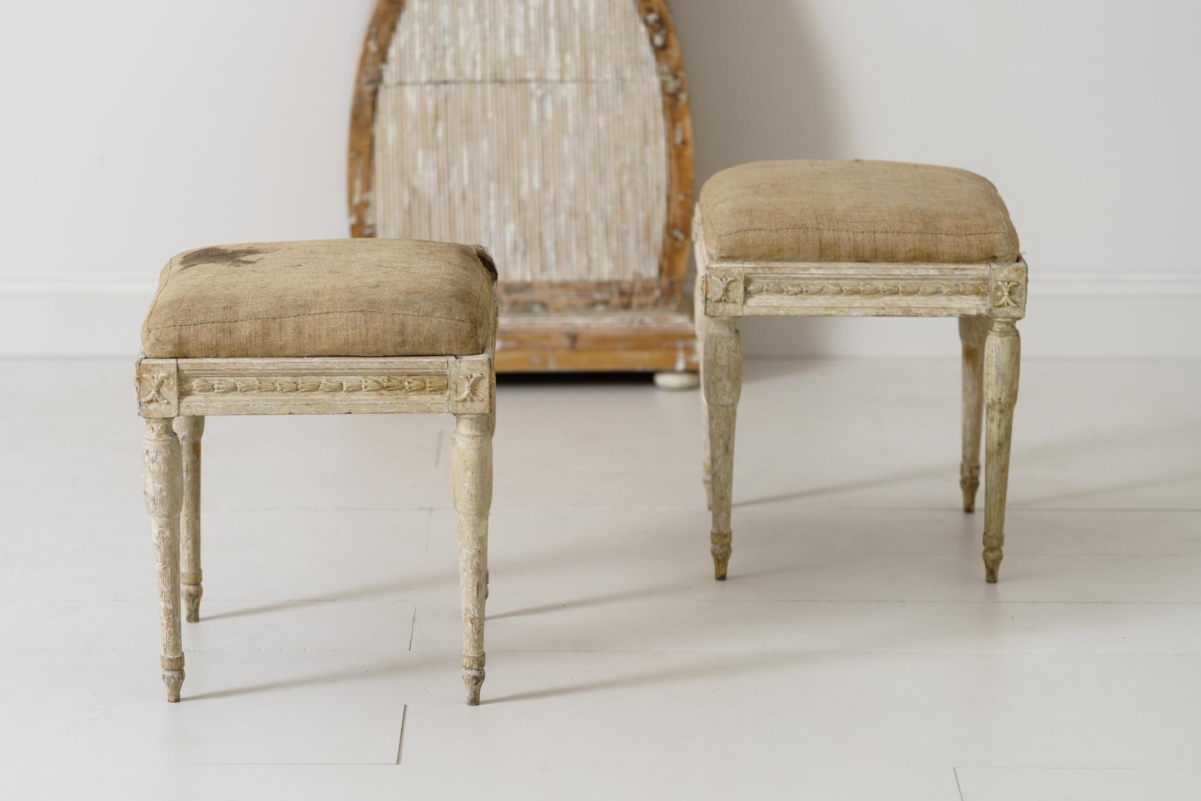 Hand-Crafted 19th Century Swedish Gustavian Period Provincial Stools