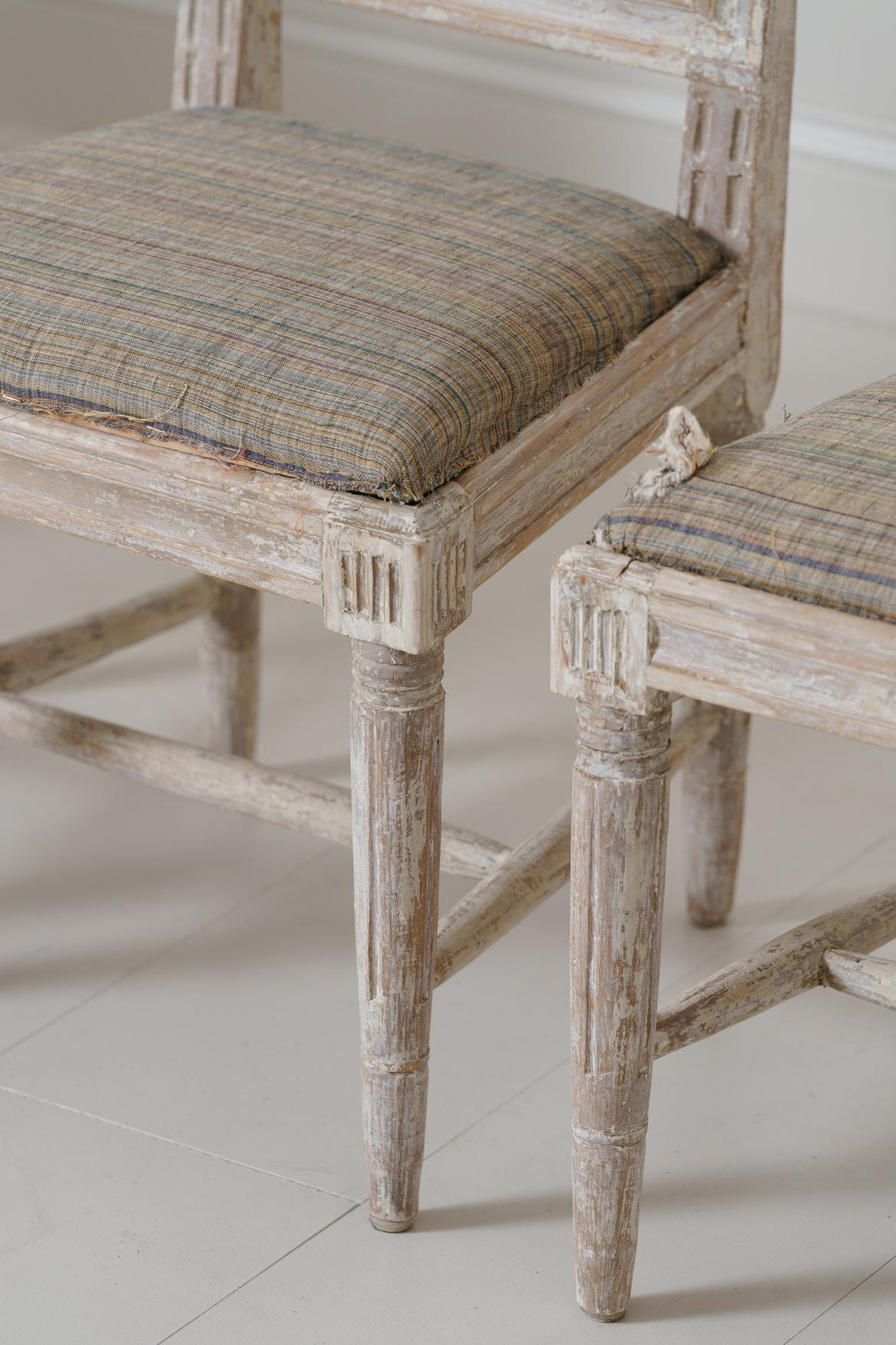 Wood 19th Century Swedish Gustavian Period Set of Four Chairs in Original Paint