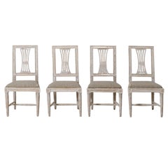 19th Century Swedish Gustavian Period Set of Four Chairs in Original Paint