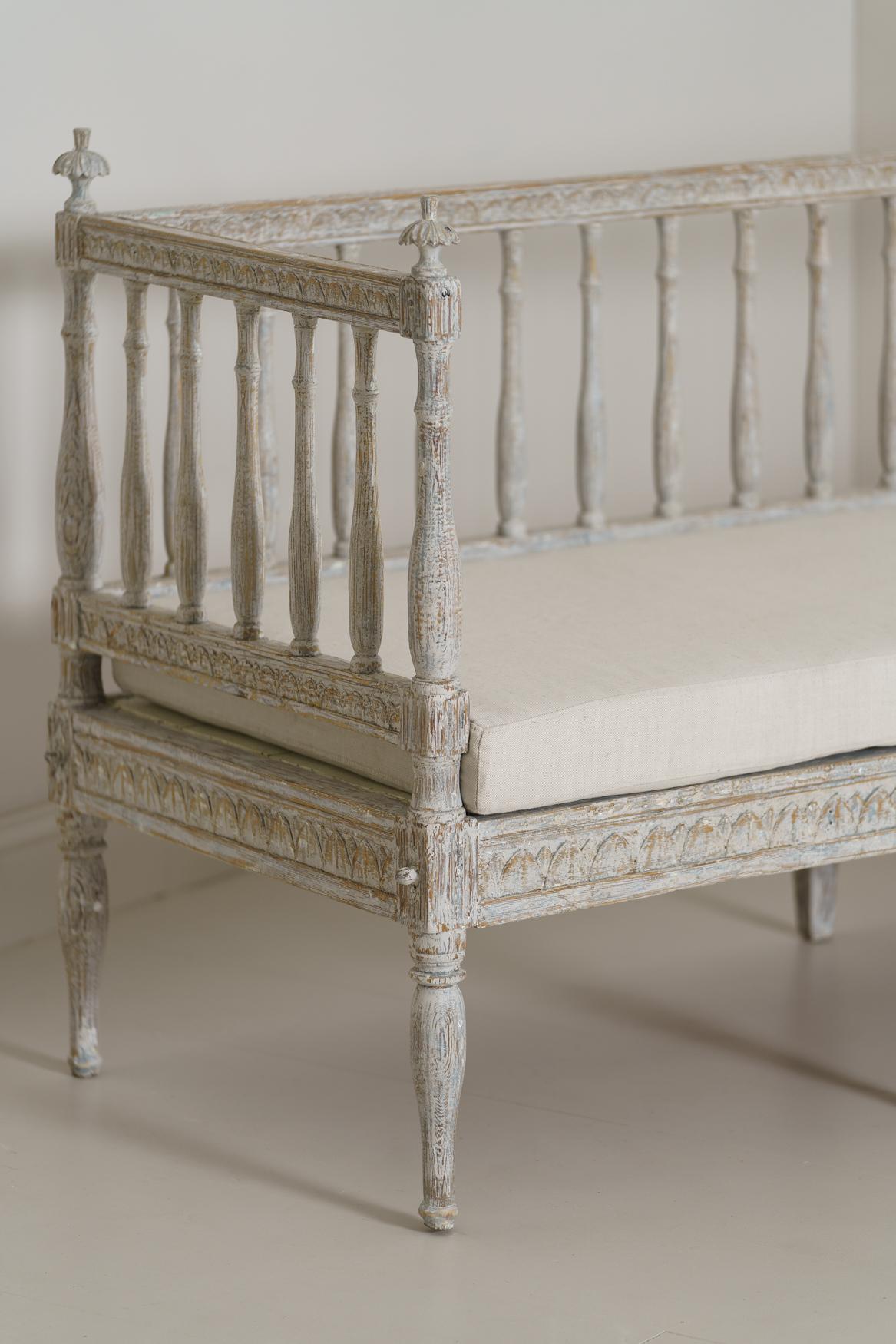 Hand-Crafted 19th Century Swedish Gustavian Period Sofa Bench