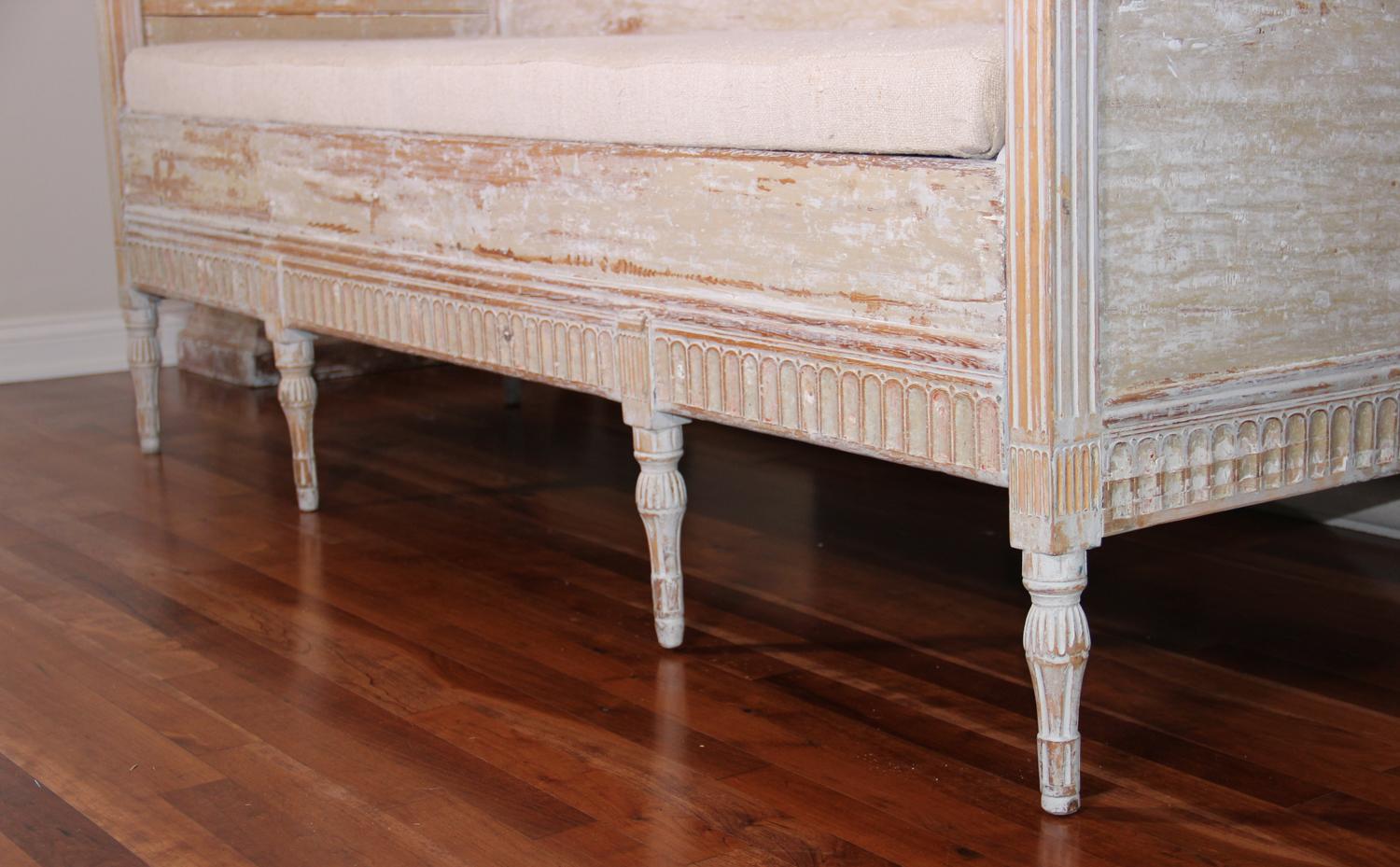 Wood 19th Century Swedish Gustavian Period Trundle Bed Sofa in Original Paint