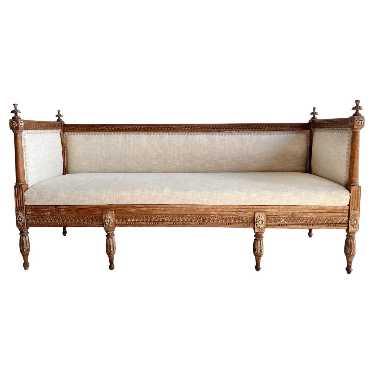 19th Century Swedish Gustavian Pine Daybed - Antique Scandinavian Sofa Bench