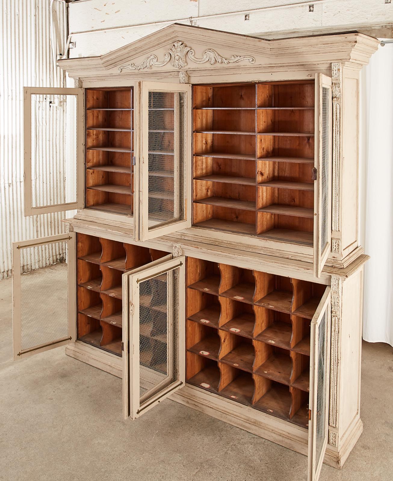 19th Century Swedish Gustavian Style Pine Library Bibliotheque Bookcase In Distressed Condition In Rio Vista, CA