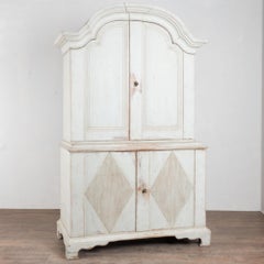 19th Century Swedish Gustavian Pine Wedding Cabinet in Gray Painted Finish