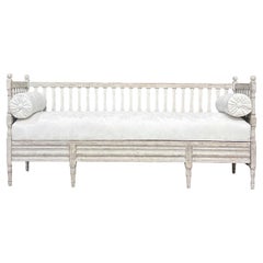 19th Century Swedish Gustavian Pinewood Daybed - Antique Scandinavian Sofa Bench