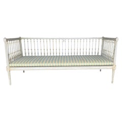19th Century Swedish Gustavian Pinewood Daybed - Antique Three Seater Bench
