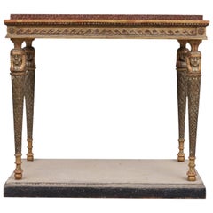 19th Century Swedish Gustavian Pinewood, Porphyry Console Table by Jonas Frisk