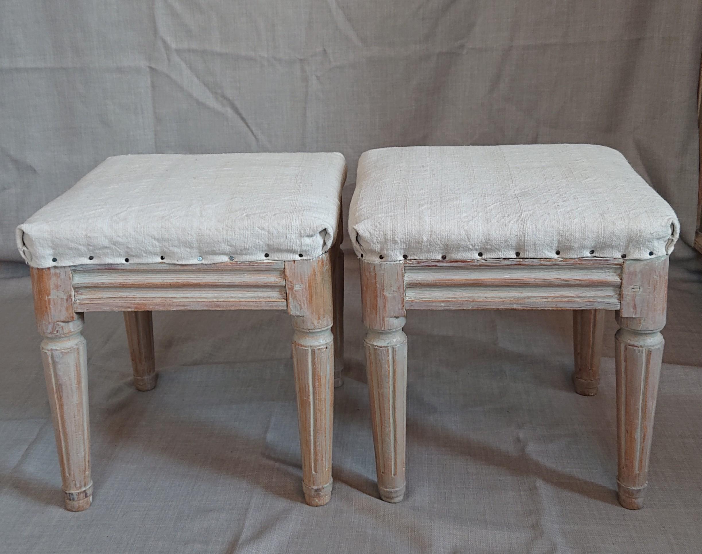 19th Century Swedish Gustavian Provincial Taburettes/ Stools with Originalpaint For Sale 5