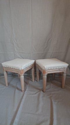 19th Century Swedish Gustavian Provincial Taburettes/ Stools with Originalpaint