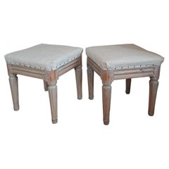 Antique 19th Century Swedish Gustavian Provincial Taburettes/ Stools with Originalpaint