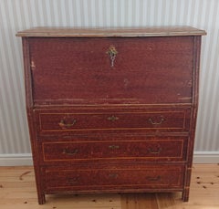 19th Century Swedish antique rustic Gustavian Secretary with Original Paint