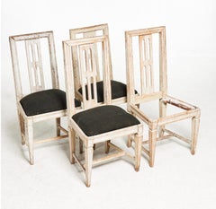 19th century Swedish Gustavian set of (4) painted dining chairs