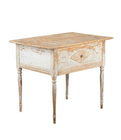 19th Century Swedish Gustavian Side Table Dry Scraped to Original Paint