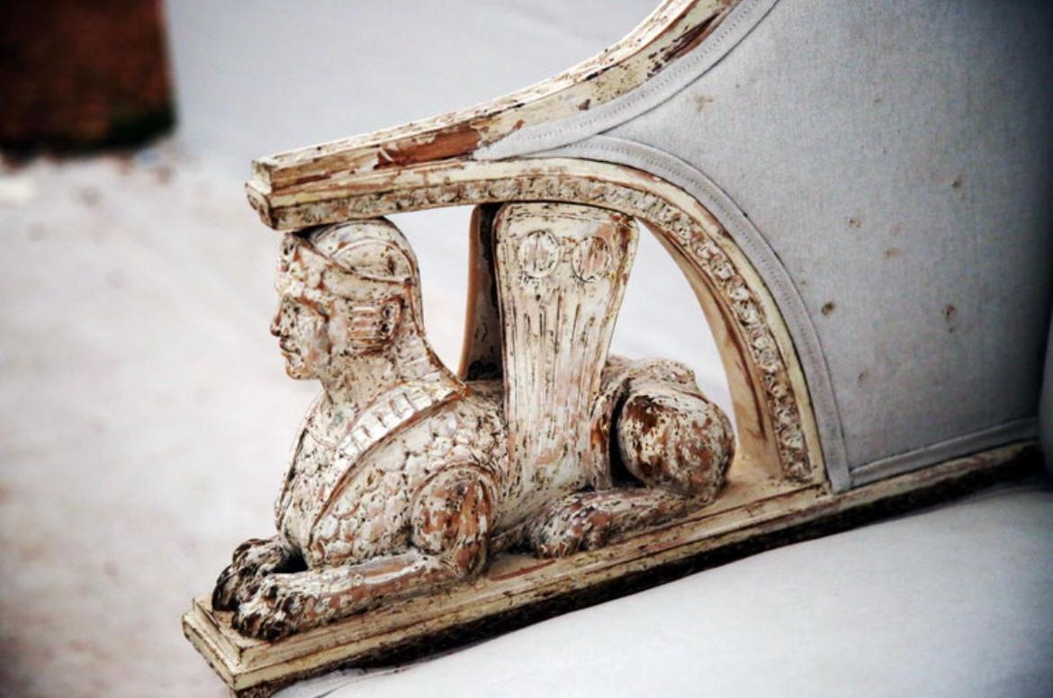 Hand-Crafted 19th Century Swedish Gustavian Sofa with Sphinx and Lion Motifs