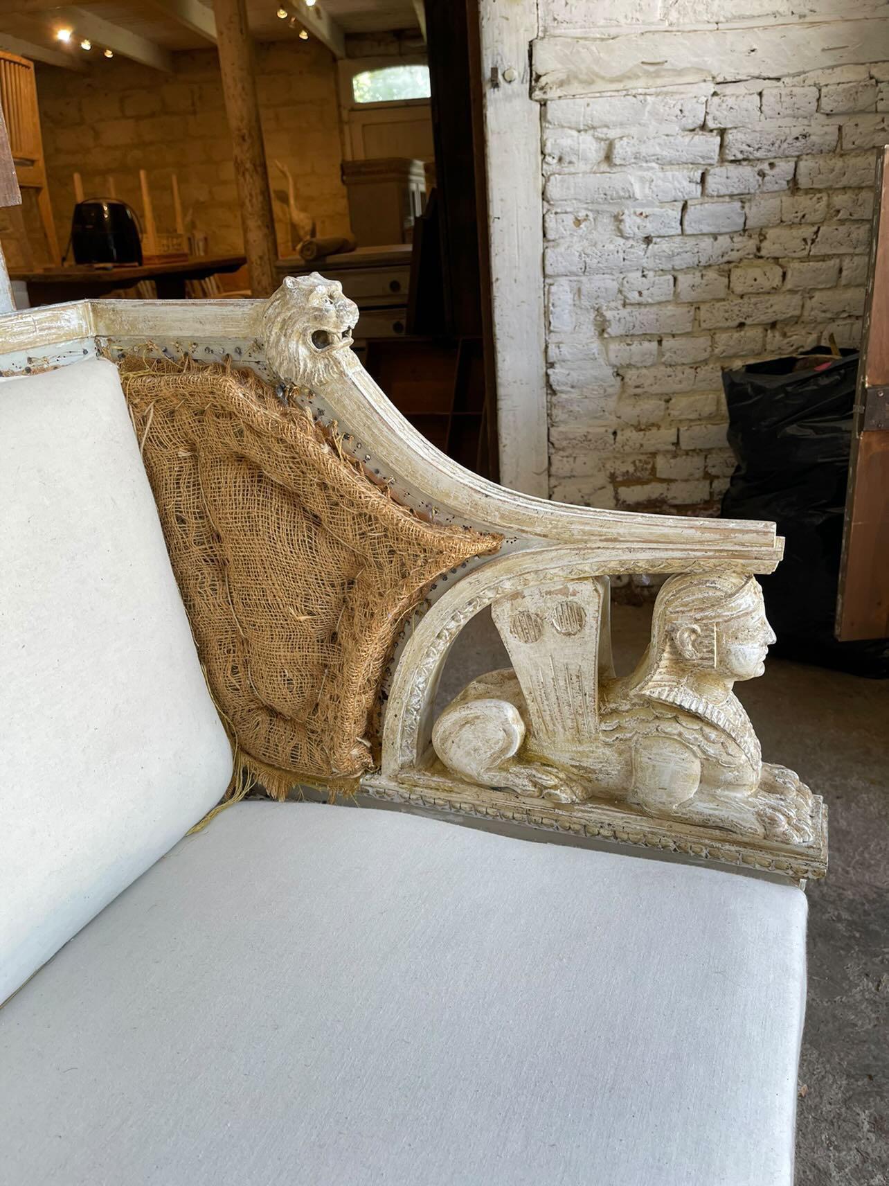 19th Century Swedish Gustavian Sofa with Sphinx and Lion Motifs In Good Condition In San Angelo, TX