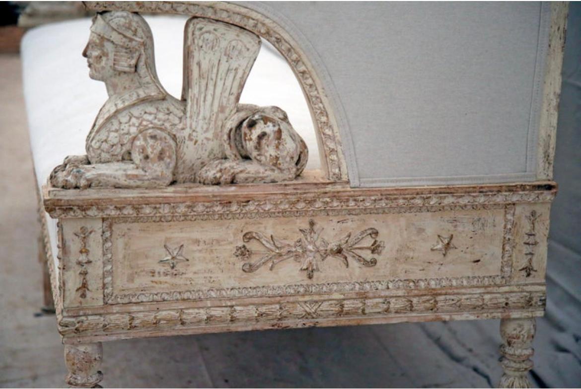 Upholstery 19th Century Swedish Gustavian Sofa with Sphinx and Lion Motifs