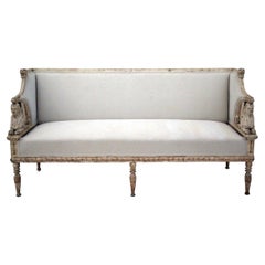 Antique 19th Century Swedish Gustavian Sofa with Sphinx and Lion Motifs