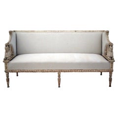 19th Century Swedish Gustavian Sofa with Sphinx and Lion Motifs