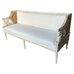 Antique 19th Century Swedish Gustavian Sofa with Sphinx and Lion Motifs
