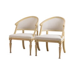 Antique 19th Century Swedish Gustavian Style Barrel Back Chairs