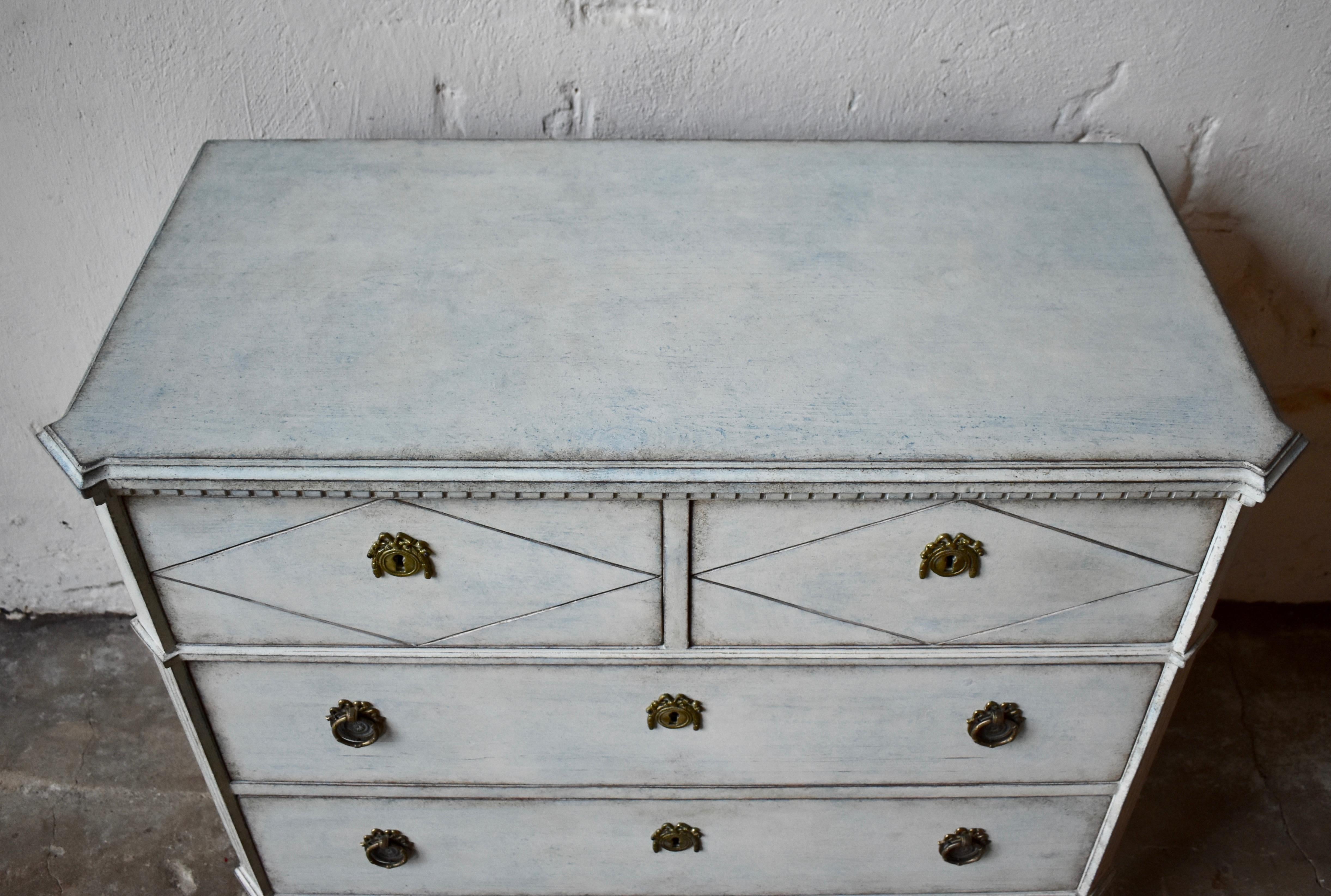 Hand-Crafted 19th Century Swedish Gustavian Style Chest of Drawer For Sale