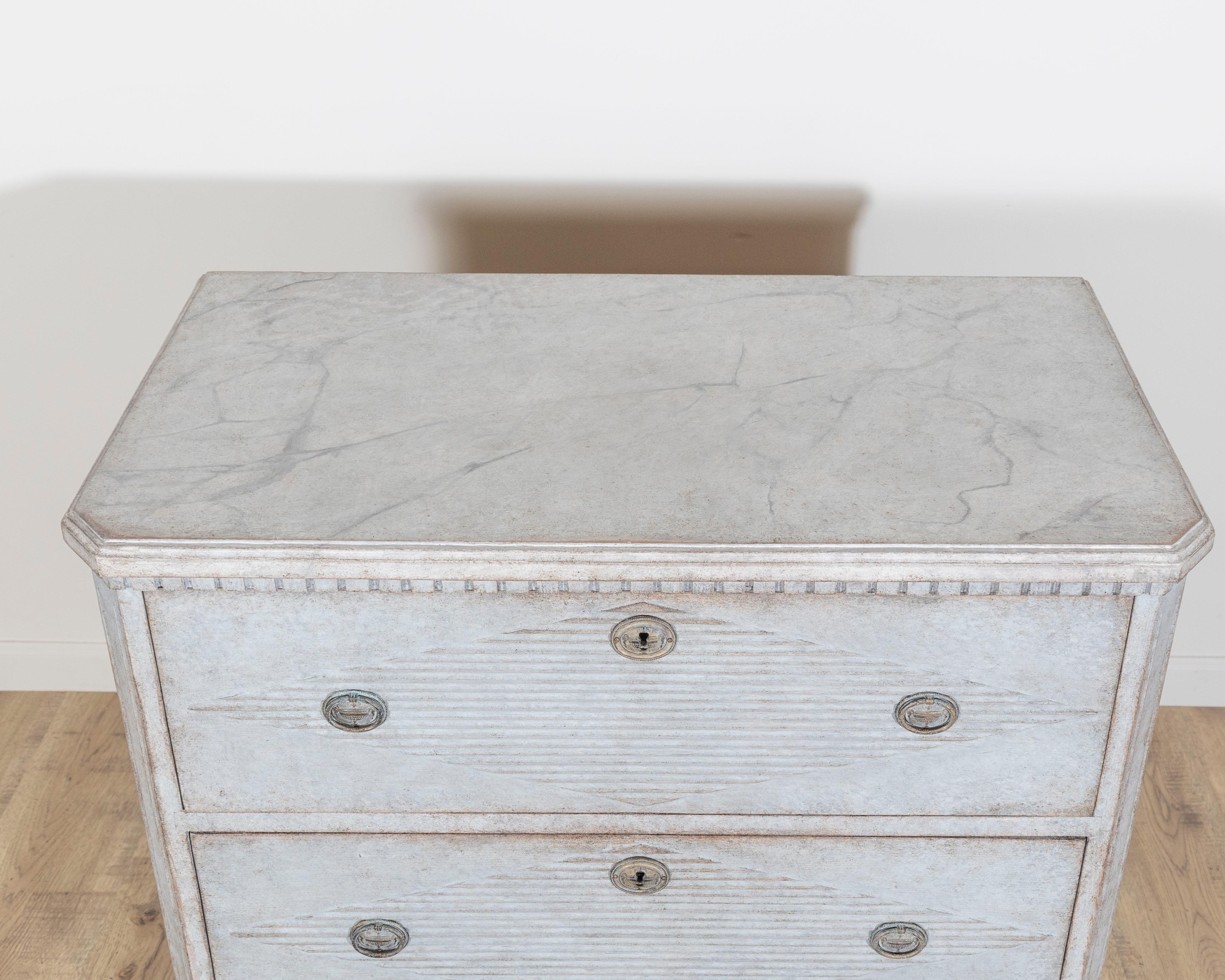 Pine 19th Century Swedish Gustavian Style Chest of Drawers Circa 1870 For Sale