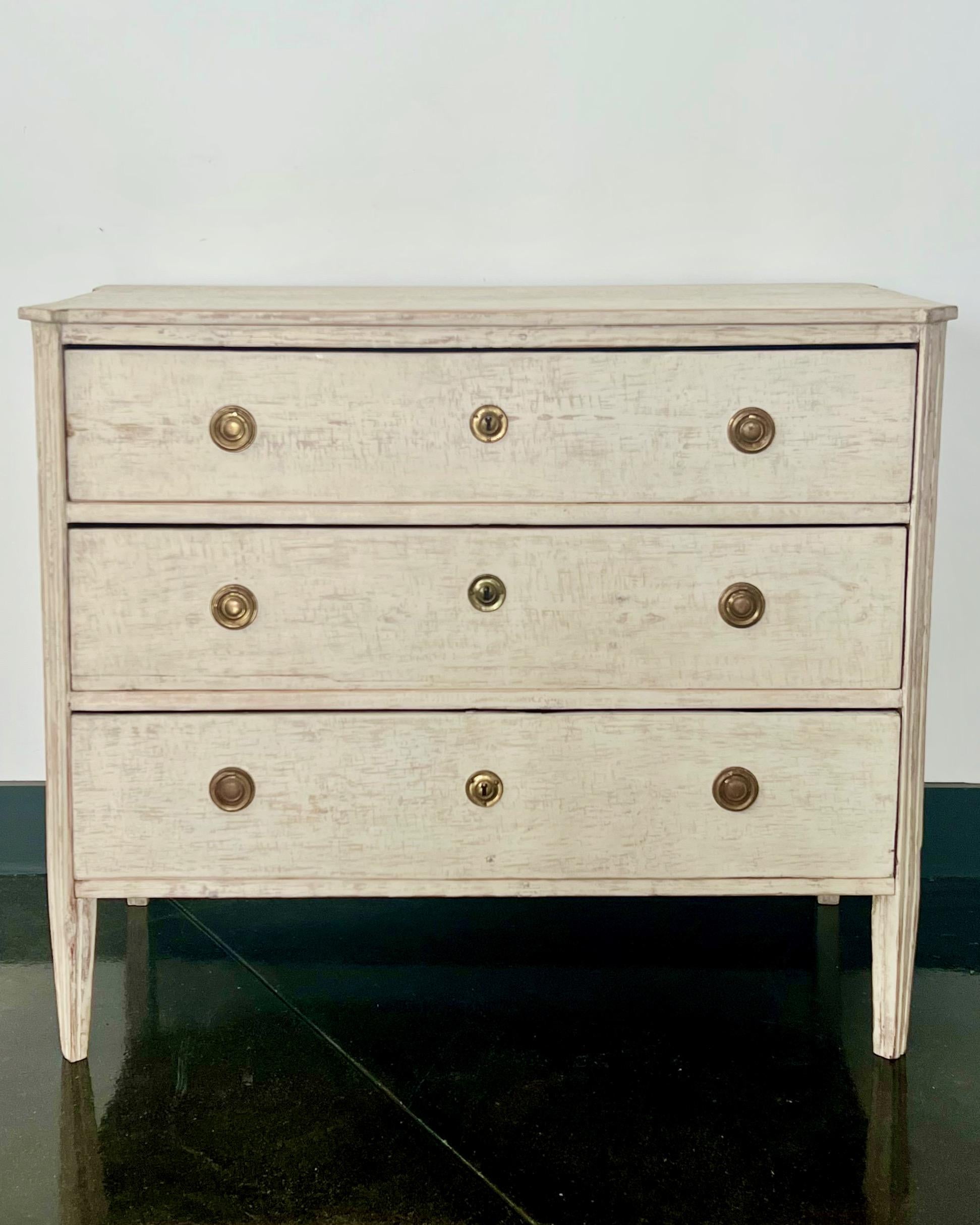 Hand-Carved 19th Century Swedish Gustavian Style Chest of Drawers