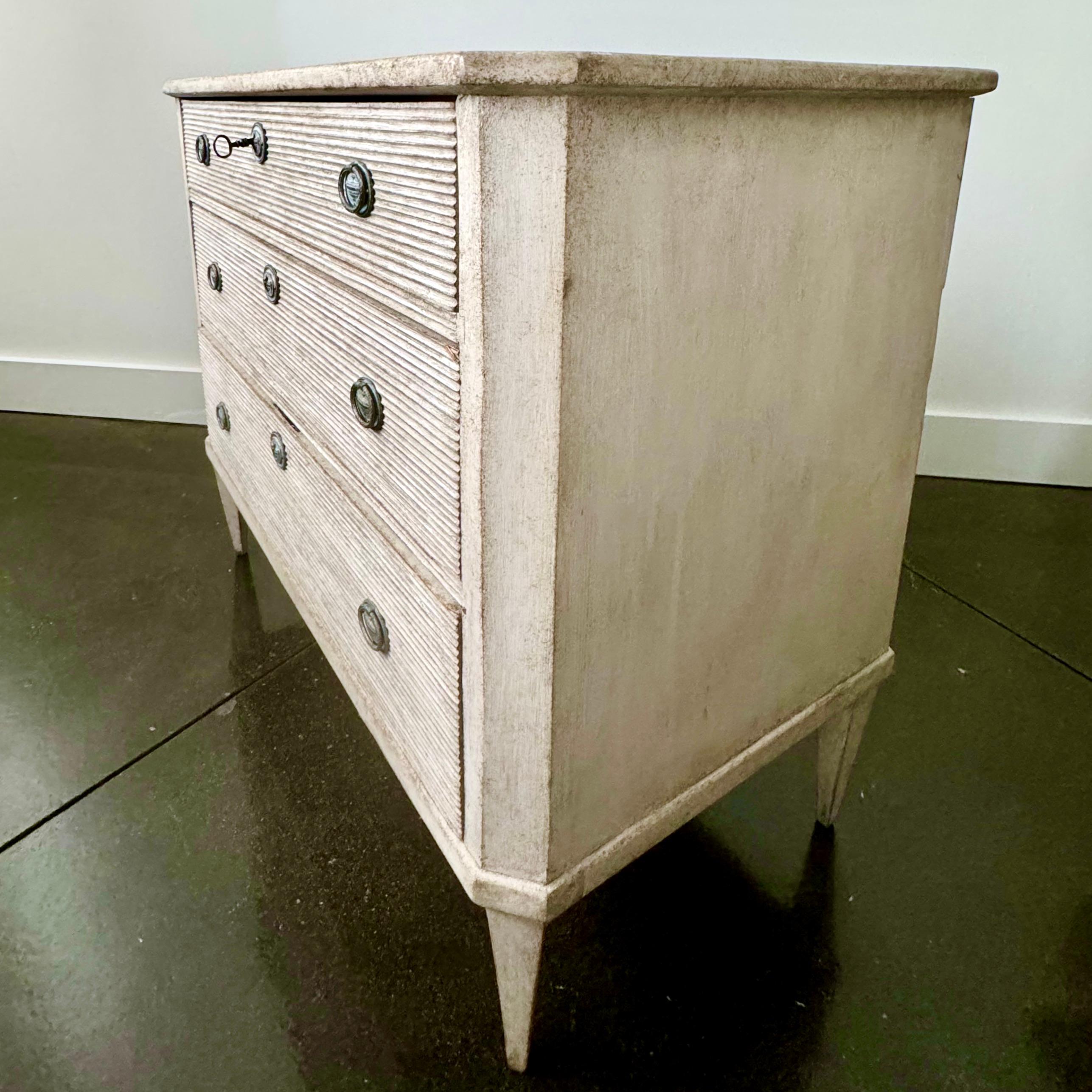 Hand-Carved 19th Century Swedish Gustavian Style Chest of Drawers