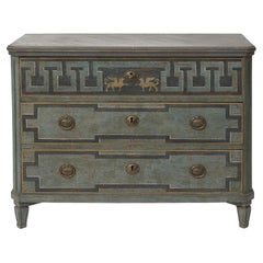 19th Century Swedish Gustavian Style Chest of Drawers in Blue Shades